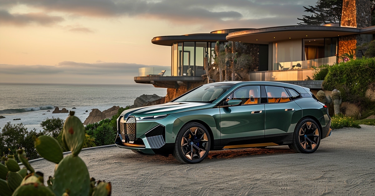 2024 BMW XM parked in front of oceanside luxury home