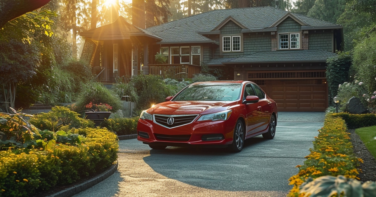 Acura TSX parked in driveway at dusk