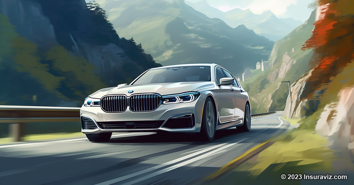 Stylized illustration of a BMW 740e