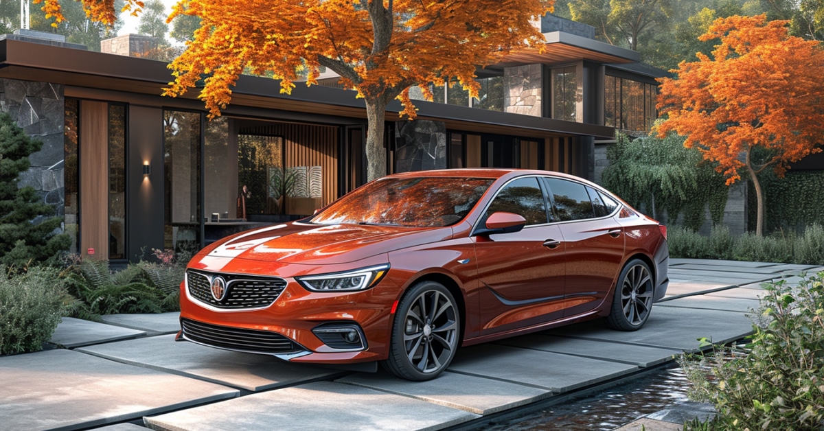 Buick Regal parked in driveway of upscale home