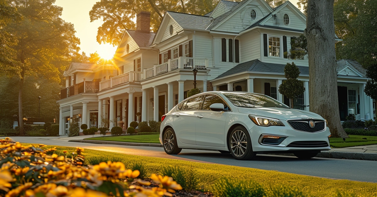 Buick Verano driving on residential street