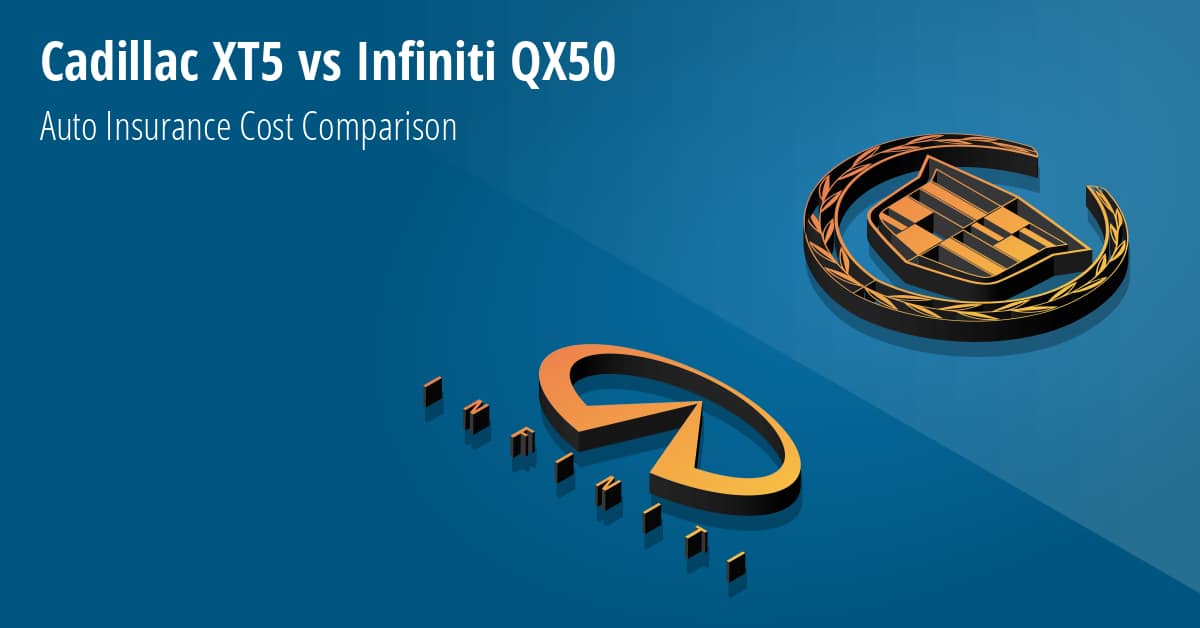 Cadillac XT5 vs Infiniti QX50 insurance comparison illustration