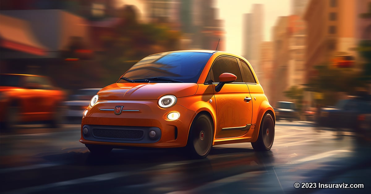 Stylized illustration of a Fiat 500e