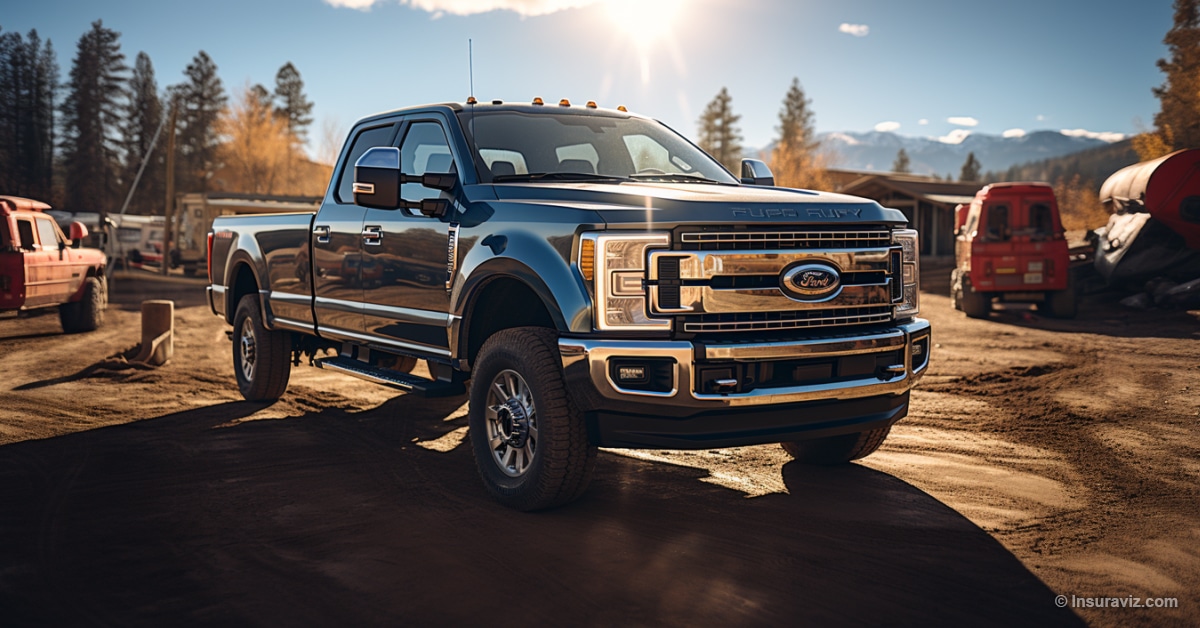 Ford F-250 Super Duty pickup parked at construction site