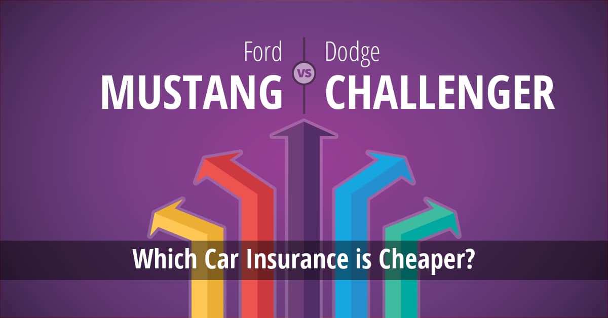 Ford Mustang vs Dodge Challenger insurance comparison illustration