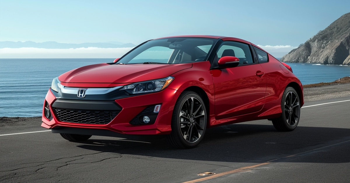 Red Honda CR-Z parked on oceanside highway