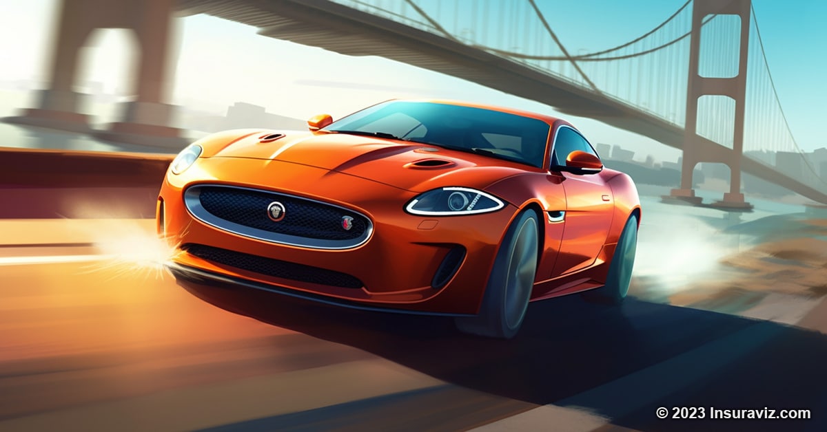 Stylized illustration of a Jaguar XKR