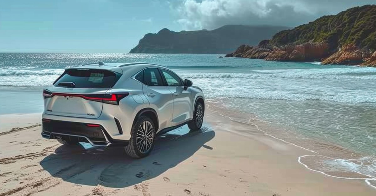 Lexus NX 300h parked on beach