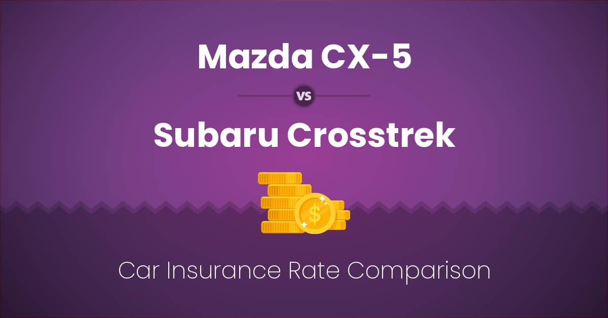 Mazda CX-5 vs Subaru Crosstrek insurance comparison illustration