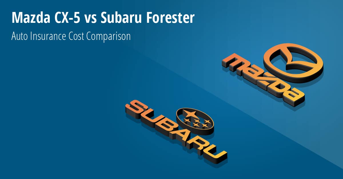 Mazda CX-5 vs Subaru Forester insurance comparison illustration