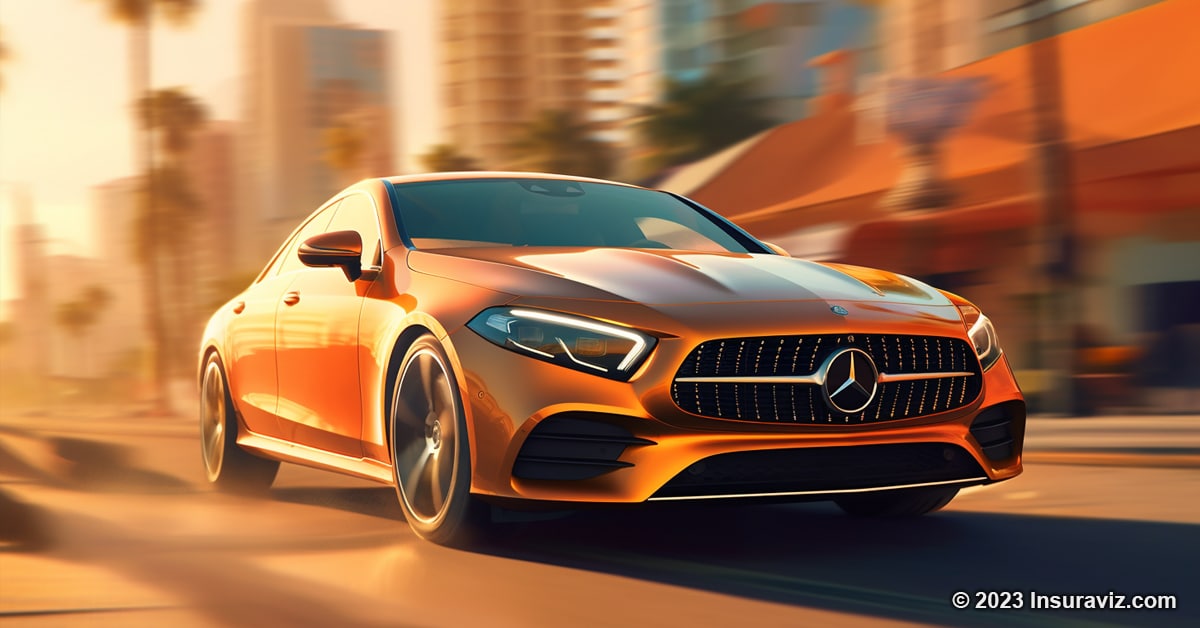 Stylized illustration of a Mercedes-Benz CLS450