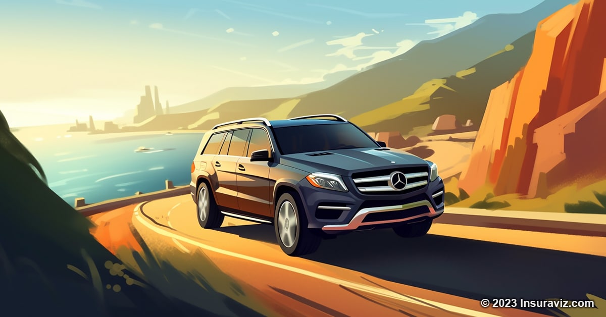 Stylized illustration of a Mercedes-Benz GL350