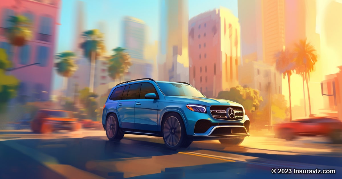 Stylized illustration of a Mercedes-Benz GLS550
