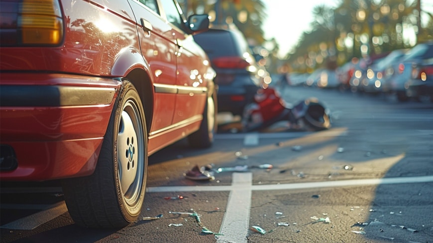two vehicle accident in parking lot