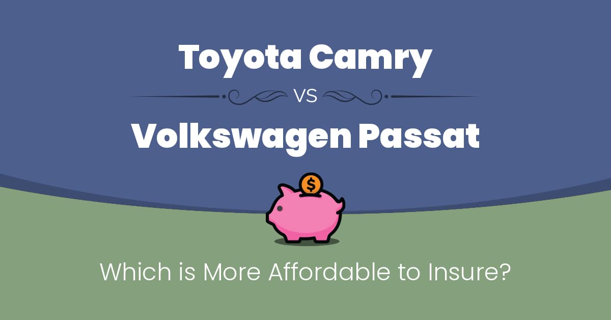 Toyota Camry vs Volkswagen Passat insurance comparison illustration