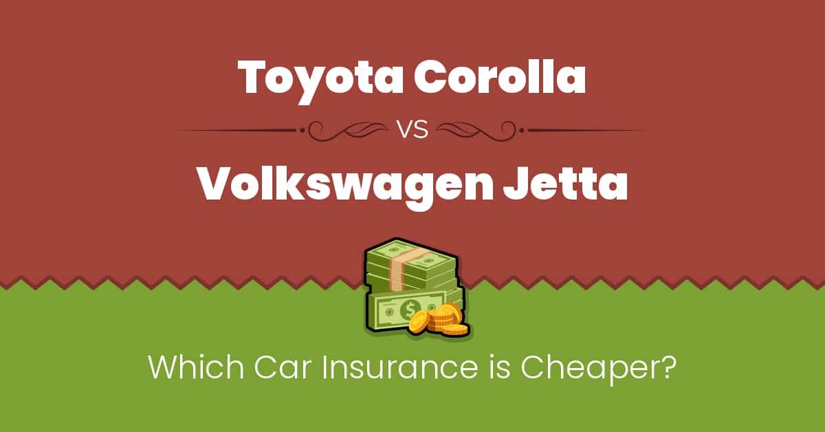 Toyota Corolla vs Volkswagen Jetta insurance comparison illustration