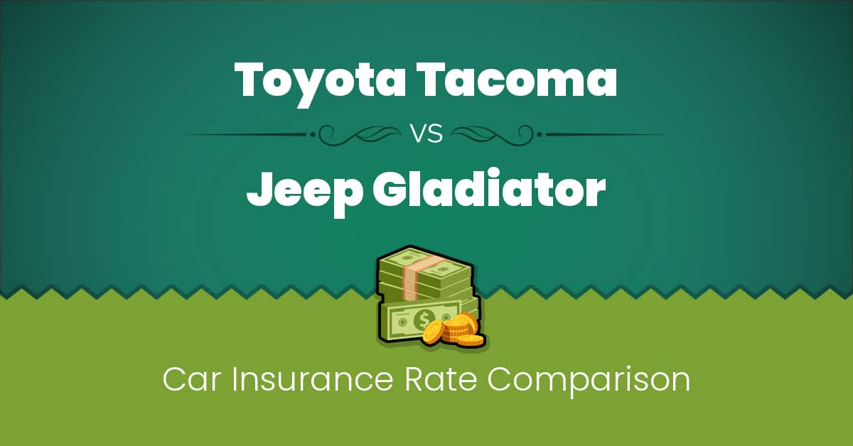 Toyota Tacoma vs Jeep Gladiator insurance comparison illustration