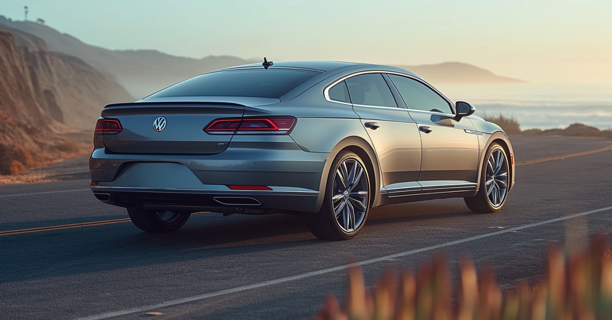 Volkswagen CC driving on coastal highway in morning